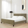 image:imageSAFAVIEH Couture Collection  Finney Sage Green Upholstered King Bed Modern Minimalist Design No Box Spring Needed SFV4872CKSage Green
