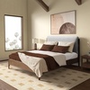 image:imageSAFAVIEH Couture Collection  Solacina Natural Wood Frame Bed Ivory Fabric Upholstered Headboard Queen Size No Box Spring Needed SFV1803AQIvoryNatural