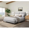 image:imageSAFAVIEH Couture Collection  Sophianna Dark Grey Upholstered Platform Bed with Headboard Queen Size Modern Design SFV1801BQWalnutLight Grey
