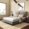 image:imageSAFAVIEH Couture Collection  Sophianna Dark Grey Upholstered Platform Bed with Headboard Queen Size Modern Design SFV1801BQWalnutLight Grey