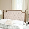 image:imageSAFAVIEH Furniture  Rustic Queen Headboard  Beige amp Rustic Oak  Solid Wood  Farmhouse Upholstered Design  Ideal for Bedroom FOX6241DQBeige
