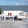 image:imageSAFAVIEH Outdoor  Endelia Conversation Set  Grey amp Beige  Solid Wood with Cushion  Modern Modular Bench with Coffee Table  Ideal for Patio Deck Porch Backyard PAT7309BGreyBeige