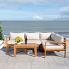 image:imageSAFAVIEH Outdoor  Endelia Conversation Set  Grey amp Beige  Solid Wood with Cushion  Modern Modular Bench with Coffee Table  Ideal for Patio Deck Porch Backyard PAT7309BNaturalLight Grey