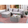 image:imageSAFAVIEH Outdoor  Madalina Sectional Set  Black amp Beige  Steel Frame with Cushion  Contemporary Sectional with Coffee Table  Ideal for Patio Deck Porch Backyard PAT7509AGrey  Grey
