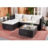 image:imageSAFAVIEH Outdoor  Madalina Sectional Set  Black amp Beige  Steel Frame with Cushion  Contemporary Sectional with Coffee Table  Ideal for Patio Deck Porch Backyard PAT7509ABlack  Beige