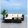 image:imageSAFAVIEH Outdoor  Madalina Sectional Set  Black amp Light Grey  Steel Frame with Cushion  Contemporary Sectional with Coffee Table  Ideal for Patio Deck Porch Backyard PAT7509E