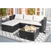 image:imageSAFAVIEH Outdoor  Madalina Sectional Set  Black amp Light Grey  Steel Frame with Cushion  Contemporary Sectional with Coffee Table  Ideal for Patio Deck Porch Backyard PAT7509E