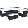 image:imageSAFAVIEH Outdoor  Miki 6Piece Corner Sectional  Black amp White  Faux Wicker amp Steel Frame  Wicker Sectional Set with Glass Table  Ideal for Patio Deck Porch Backyard PAT7708ABlack  White