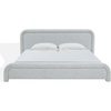 image:imageSAFAVIEH Couture Collection  Adelle Cream Chenille Upholstered King Bed Rounded Modern Frame Design No Box Spring Needed SFV4874AKBlackWhite