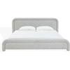 image:imageSAFAVIEH Couture Collection  Adelle Cream Chenille Upholstered King Bed Rounded Modern Frame Design No Box Spring Needed SFV4874AKBrownWhite