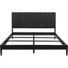 image:imageSAFAVIEH Couture Collection Cassity BrownNatural Solid Wood Queen Size Bed with Woven Leather HeadboardBlack