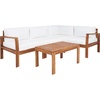image:imageSAFAVIEH Outdoor  Endelia Conversation Set  Grey amp Beige  Solid Wood with Cushion  Modern Modular Bench with Coffee Table  Ideal for Patio Deck Porch Backyard PAT7309BNaturalBeige