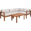 image:imageSAFAVIEH Outdoor  Endelia Conversation Set  Grey amp Beige  Solid Wood with Cushion  Modern Modular Bench with Coffee Table  Ideal for Patio Deck Porch Backyard PAT7309BNaturalLight Grey