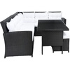 image:imageSAFAVIEH Outdoor  Miki 6Piece Corner Sectional  Black amp White  Faux Wicker amp Steel Frame  Wicker Sectional Set with Glass Table  Ideal for Patio Deck Porch Backyard PAT7708ABlack  White