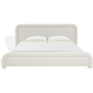 image:imageSAFAVIEH Couture Collection  Adelle Cream Chenille Upholstered King Bed Rounded Modern Frame Design No Box Spring Needed SFV4874AKCreme