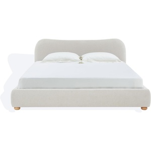 image:imageSAFAVIEH Couture Collection  Beccarose Beige Chenille Upholstered Bed Low Profile Queen Bed Modern Curved Headboard Design No Box Spring Needed SFV4811EQTaupe