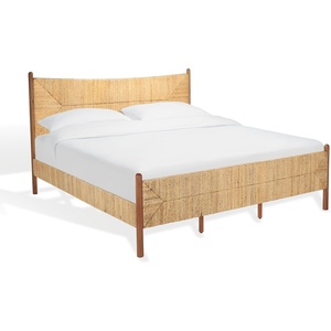 image:imageSAFAVIEH Couture Collection  Ivyanne Queen Bed Natural Woven Banana Stem amp Wood Frame Tropical Coastal Design No Box Spring Needed SFV1311AQNatural
