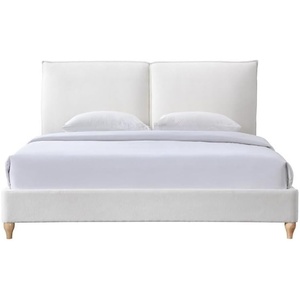 image:imageSAFAVIEH Couture Collection  Sophianna Dark Grey Upholstered Platform Bed with Headboard Queen Size Modern Design SFV1801BQIvoryNatural