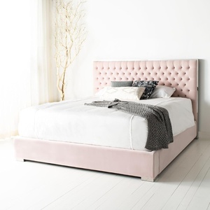 image:imageSAFAVIEH Couture Collection Chester Misty Rose Tufted Velvet King Size Bed