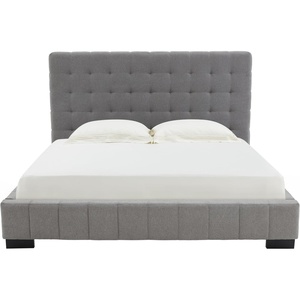 image:imageSAFAVIEH Couture Collection Vivaldi WhiteBlack Tufted Linen Queen Size BedGreyBlack