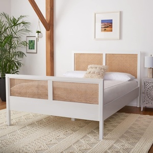 image:imageSAFAVIEH Couture Home Collection Kerensa Coastal WhiteNatural Cane Wood Full BedWhiteNatural