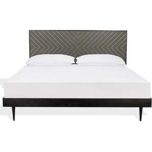 image:imageSAFAVIEH Couture Home Collection Leni Natural WoodGold Inlayed Cement King BedBlackBrass