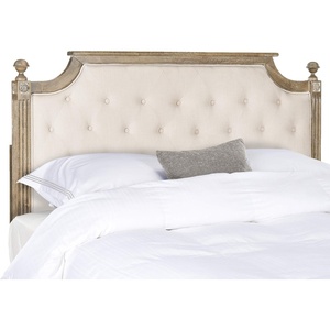 image:imageSAFAVIEH Furniture  Rustic Queen Headboard  Beige amp Rustic Oak  Solid Wood  Farmhouse Upholstered Design  Ideal for Bedroom FOX6241DQBeige  Rustic Oak