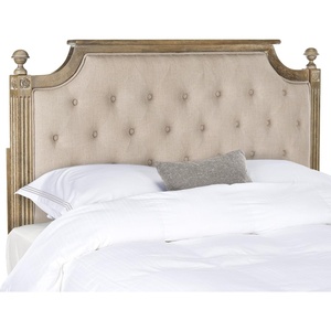 image:imageSAFAVIEH Furniture  Rustic Queen Headboard  Beige amp Rustic Oak  Solid Wood  Farmhouse Upholstered Design  Ideal for Bedroom FOX6241DQTaupe  Rustic Oak