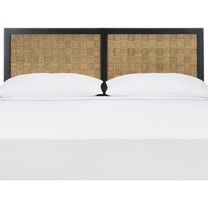 image:imageSAFAVIEH Home Collection Halvor Rattan Queen Size Headboard Black Frame amp Natural BrownBlack