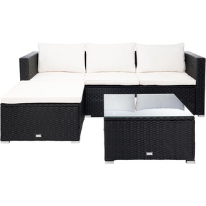 image:imageSAFAVIEH Outdoor  Madalina Sectional Set  Black amp Beige  Steel Frame with Cushion  Contemporary Sectional with Coffee Table  Ideal for Patio Deck Porch Backyard PAT7509ABlack  Beige