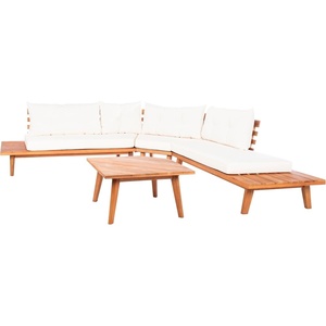 image:imageSAFAVIEH Outdoor Collection Lansen NaturalNavy 4Piece Corner Patio Living Set PAT7055D3BXNatural  Beige  Solid Pillow