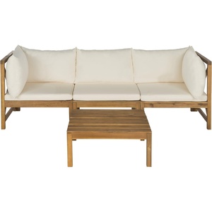 image:imageSAFAVIEH Outdoor Collection Lynwood Dark Slate Grey and Beige Modular Outdoor SectionalNatural  Beige