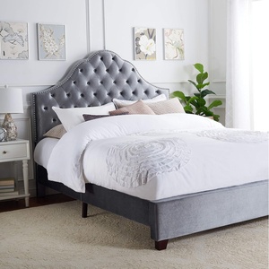 image:imageSafavieh Home Beckham Contemporary Light Grey Velvet Bed FullLight Grey