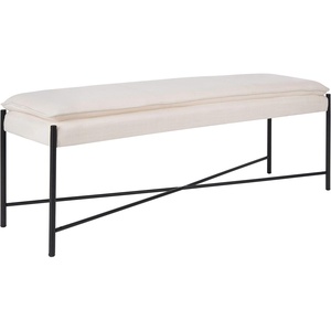 image:imageSafavieh Home Kara 50inch Light Beige and Black Cushioned XBenchLight Beige  Black