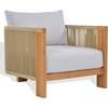 image:imageSAFAVIEH Couture  Outdoor Marina Accent Chair  White Cushion amp Natural Teak Solid Wood  Weather Resistant  Ideal for Patio Deck Backyard 16 Seat Height CPT1084AWhiteNatural Teak