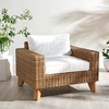 image:imageSAFAVIEH Couture Outdoor  Margarita Wicker Chaise Lounge Chair  Brown amp White  Performance Linen amp Aluminum Frame  Ideal for Patio Deck Porch Backyard 394W x 335D x 272H CPT2101ANaturalWhite