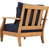 image:imageSAFAVIEH Couture Outdoor  Martinique Armchair  Black amp White  Solid Wood  Slatted Coastal Design  Ideal for Patio Deck Porch Backyard 183 Seat Height CPT1011ENatural TeakNavy