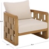 image:imageSAFAVIEH Couture Outdoor Patio Furniture Collection  Skipper Teak Solid Wood Chair Woven Accent Outdoor Lounge Chair Modern Coastal Design CPT2010NaturalBeige
