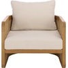 image:imageSAFAVIEH Couture Outdoor Patio Furniture Collection  Skipper Teak Solid Wood Chair Woven Accent Outdoor Lounge Chair Modern Coastal Design CPT2010NaturalBeige