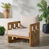 image:imageSAFAVIEH Couture Outdoor Patio Furniture Collection  Skipper Teak Solid Wood Chair Woven Accent Outdoor Lounge Chair Modern Coastal Design CPT2010NaturalBeige