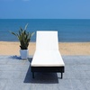 image:imageSAFAVIEH Outdoor  Cam Chaise Lounge Chair  Brown amp White  Faux Wicker Rattan amp Steel Frame with Cushion  Modern Adjustable Design  Ideal for Patio Deck Poolside Backyard PAT7501DBlack  Beige