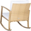 image:imageSAFAVIEH Outdoor  Daire Rocking Chair  Black amp White  Steel Frame amp Faux Rattan with Cushion  OpenFrame Design  Ideal for Patio Deck Porch Backyard 144 Seat Height PAT7721ANaturalWhite