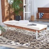 image:imageSAFAVIEH Outdoor Collection Nuca Natural Brown Solid WoodWhite LegsWhite Cushion Chaise Lounge Chair PAT7084A