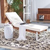 image:imageSAFAVIEH Outdoor Collection Nuca Natural Brown Solid WoodWhite LegsWhite Cushion Chaise Lounge Chair PAT7084A