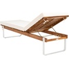 image:imageSAFAVIEH Outdoor Collection Nuca Natural Brown Solid WoodWhite LegsWhite Cushion Chaise Lounge Chair PAT7084A