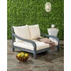 image:imageSAFAVIEH Outdoor Collection Pomona Dark Slate Grey Solid WoodBeige Cushion Lounger Bench Sofa Loveseat PAT6740KAsh Grey  Beige