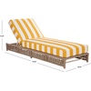 image:imageSAFAVIEH Outdoor Patio Furniture Collection  Callan Heather Tan Rope amp White Cushion Lounger Fully Assembled Outdoor Chaise Modern LowProfile Design PAT7547AHeather TanYellow Stripe