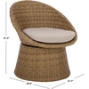 image:imageSAFAVIEH Outdoor Patio Furniture Collection  Drew Rattan Swivel Barrel Chair with Cushion PAT7543NaturalTaupe