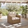 image:imageSAFAVIEH Outdoor Patio Furniture Collection  Emma Rattan amp Cushion Armchair Modern Outdoor Lounge Seating PAT7563NaturalTaupe