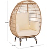 image:imageSAFAVIEH Outdoor Patio Furniture Collection  Emmett Egg Chair Natural Rattan Look with Beige Cushions Oversized Lounge Chair for IndoorOutdoor Use PAT9043ANaturalBeige